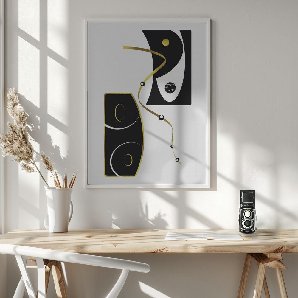Black & White Abstract No. 2 | gold Poster